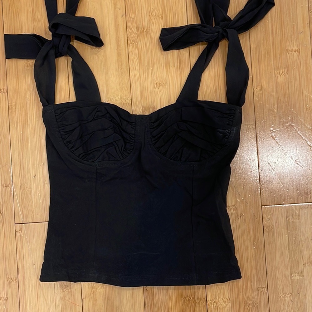 Black corset tie top, one size, like new